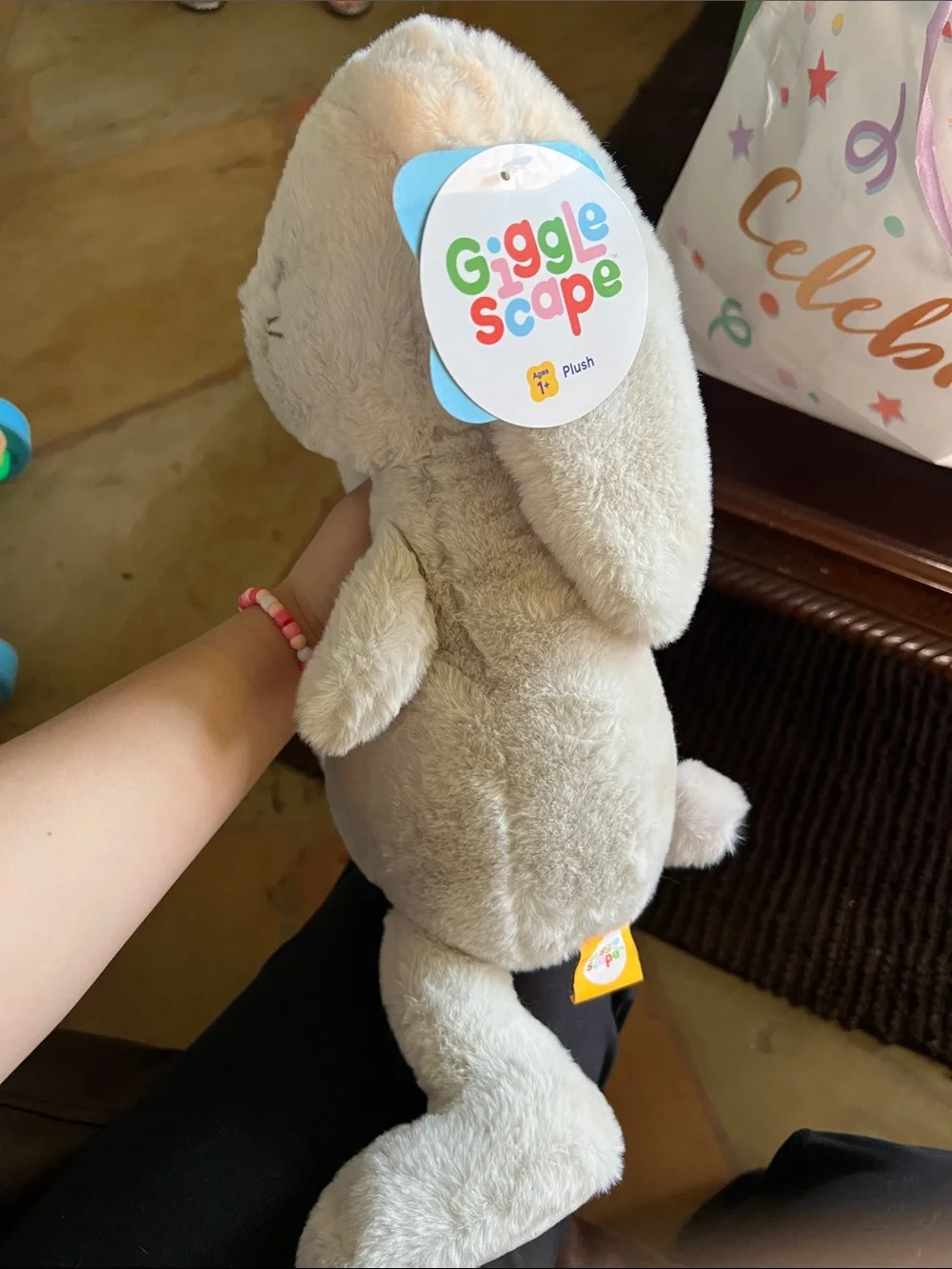 Plush Grey and Pink Bunny Toy for Small Pets and Playtime